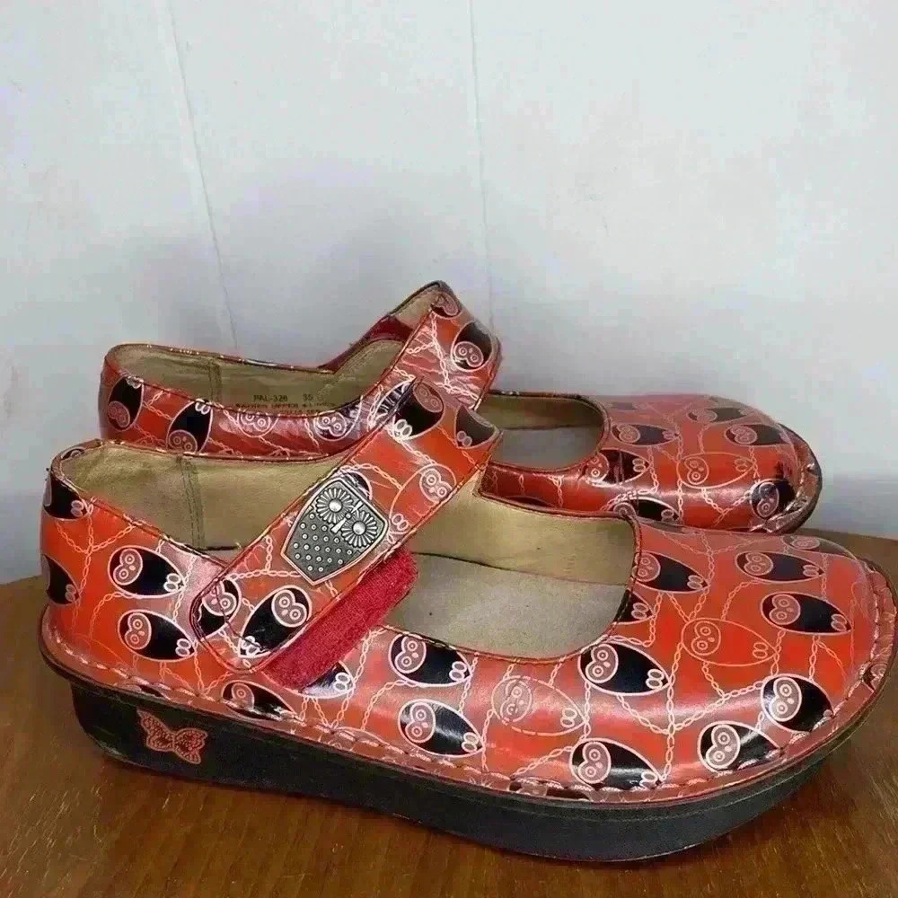 Alegria Paloma Coral Owl Print Patent Leather Women's Size Eur 35 US 5 - Picture 6 of 10